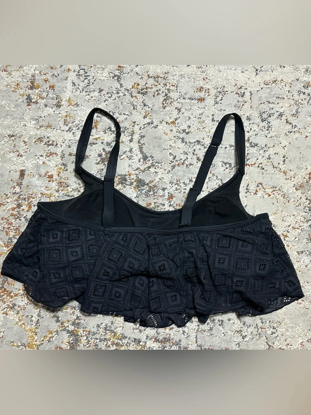 TORRID Crochet Lace Flounce Bikini Top Black size 1X